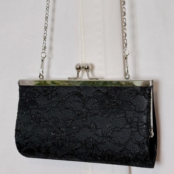 Bijoux Terner Black Convertible Kisslock Evening Bag Crossbody Or Clutch - Picture 1 of 6